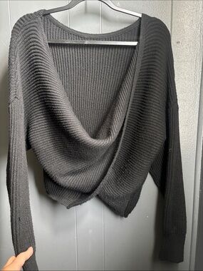 Women's Charcoal Ribbed Knit Sweater XL